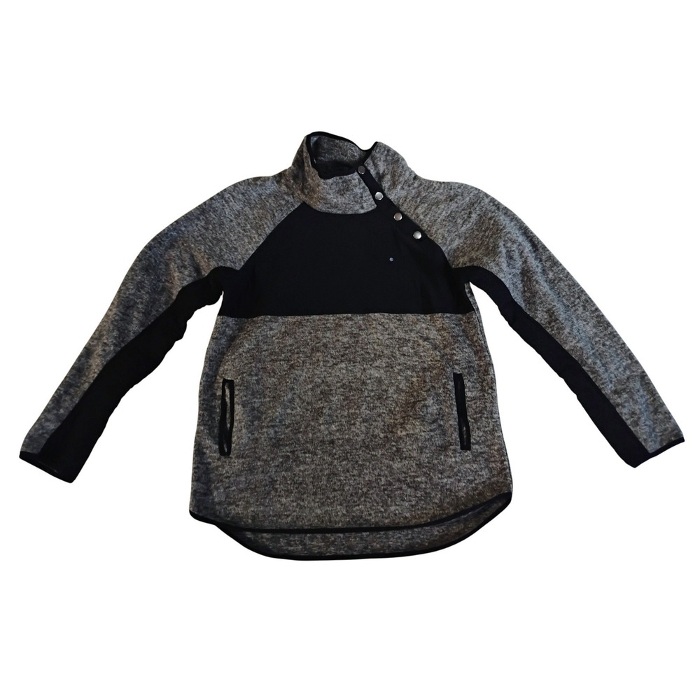 GameDay Couture Women's S Holiday Cozy Fleece Pullover Gray Black Quarter Snap